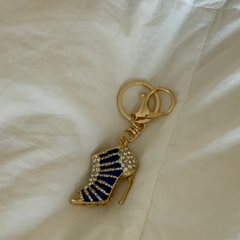 New! Gold and Blue High Heel Keychain
